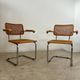 Lot 2 vintage Cesca B64 armchairs design Marcel Breuer 1970 Made in Italy light wood