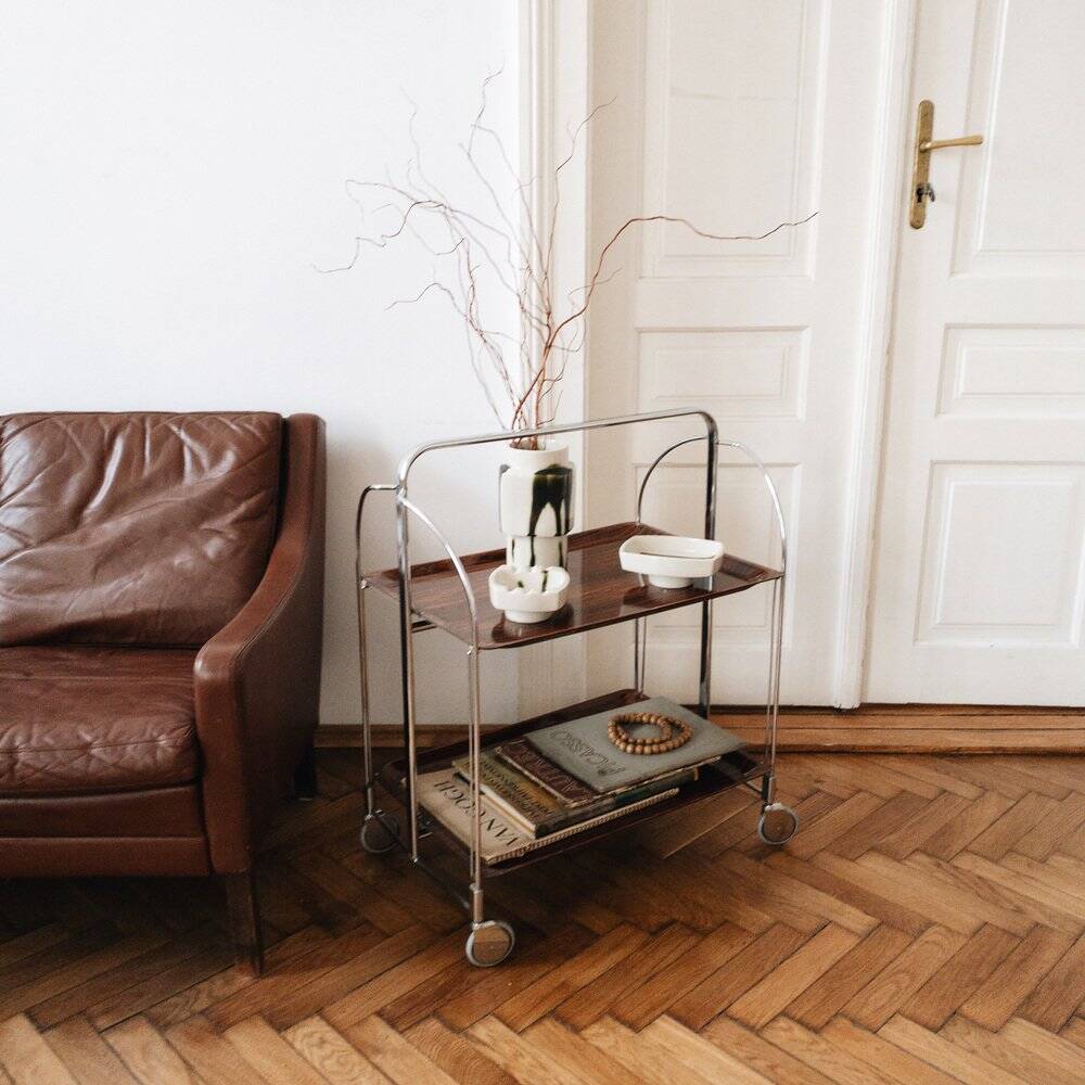Mid-century modern German bar cart or trolley, 1970s