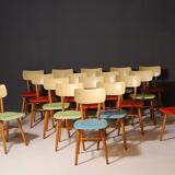 Mid century color dining chairs  1960´s, Czechoslovakia, set of 18