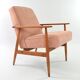 Renovated vintage armchair corduroy pink