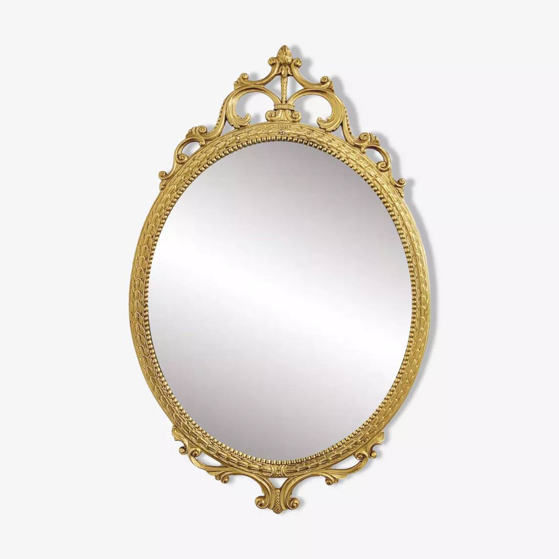 Italian oval brass medallion mirror