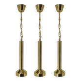 Ensemble de trois petites suspensions en laiton de style mid-century, années 1970.