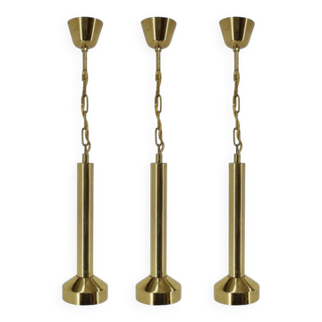 Ensemble de trois petites suspensions en laiton de style mid-century, années 1970.