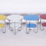 Petite table jaune, kovona, chrome, tchéquie, années 1930
