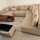 Custom XXL panoramic sofa - Solid walnut and premium fabric