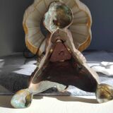 Old brass foot lamp and period lampshade