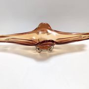Vintage rusty orange sommerso murano glass bowl / centerpiece, italy