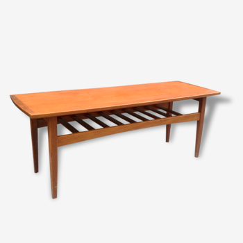 Table basse scandinave double plateau teck et hêtre teinté