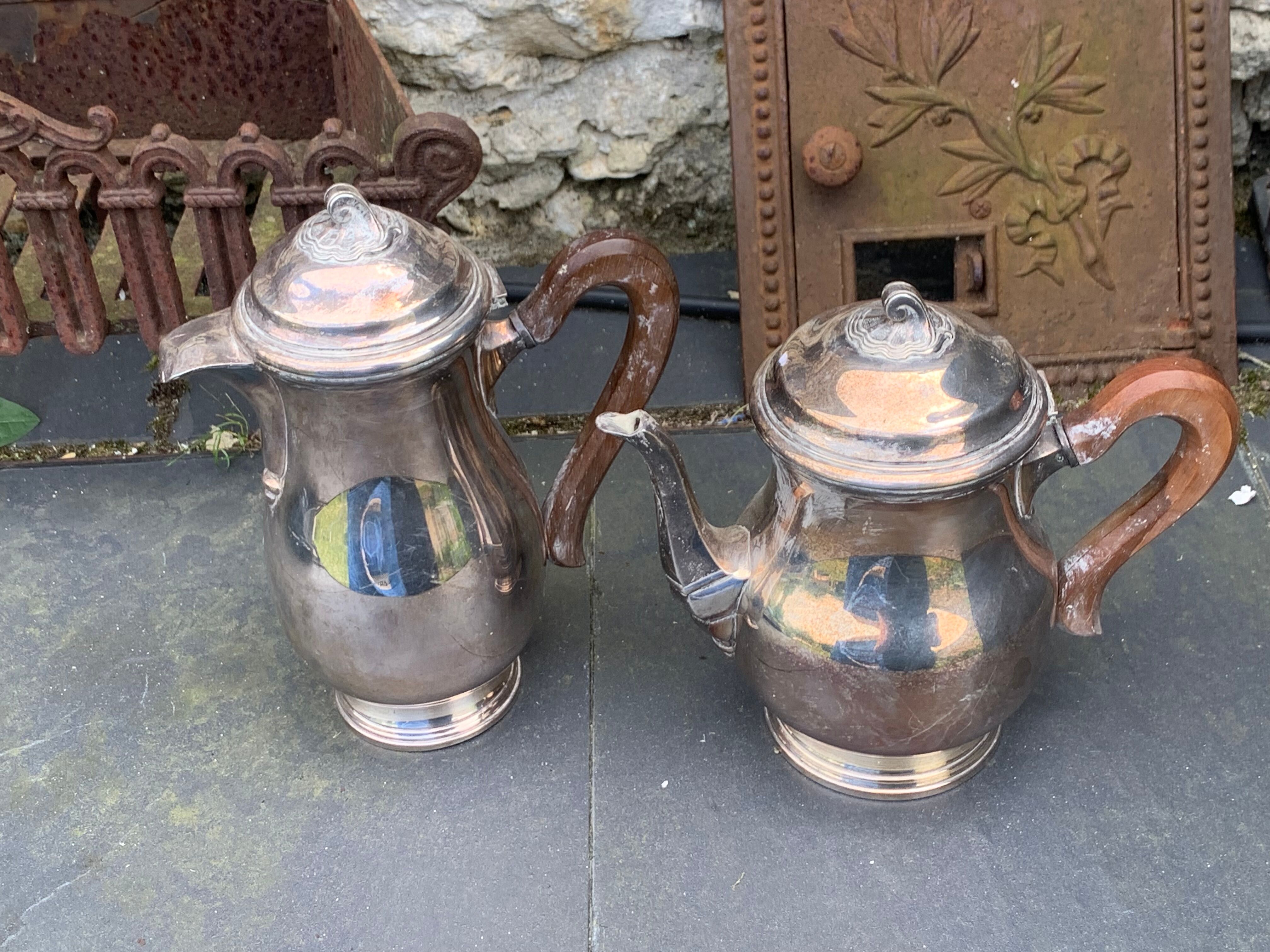 Coffee set in silver metal Orbrille hallmark