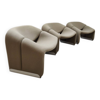 Set of 3 vintage Dutch design groovy chairs F598 'Wabi sabi'