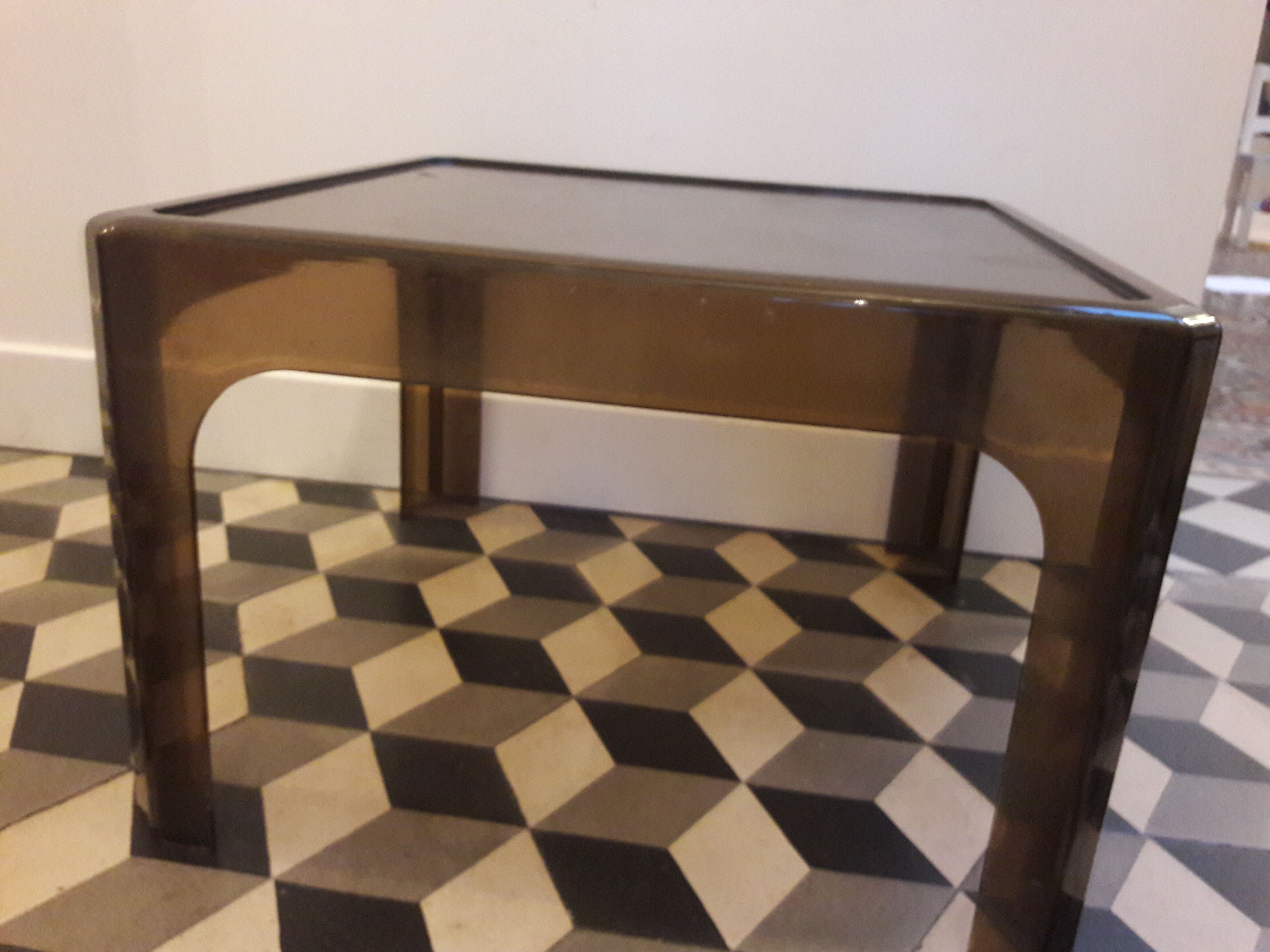 Square coffee table 60/70 plastic smoke, plexiglass smoke sofa end