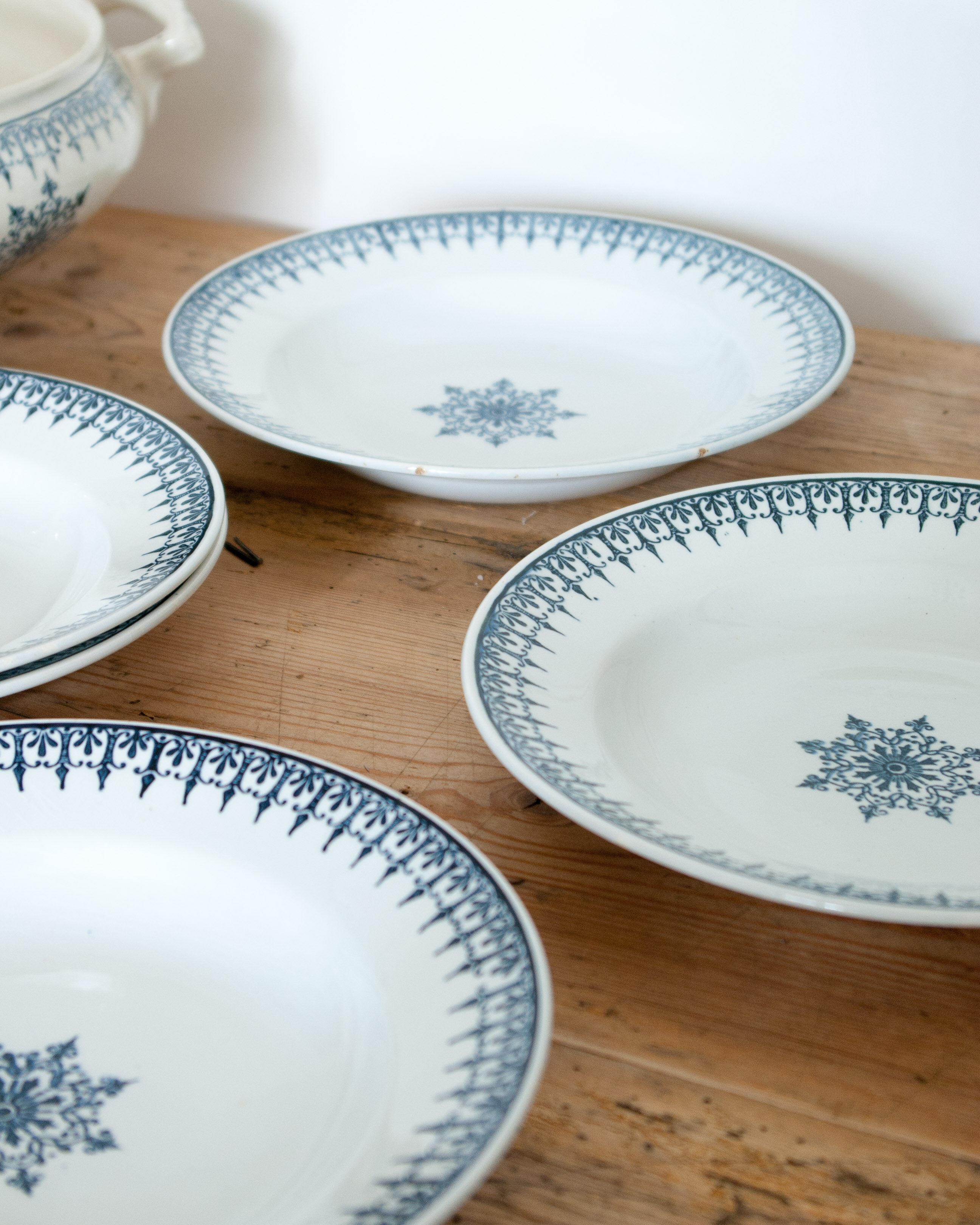 Fine earthenware soup plates