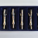 Set of 6 silver metal knife rests