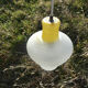white and yellow vintage textured glass pendant lamp 50s