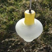 white and yellow vintage textured glass pendant lamp 50s