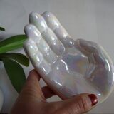 Pair of empty iridescent hand pockets in vintage ceramic 1960