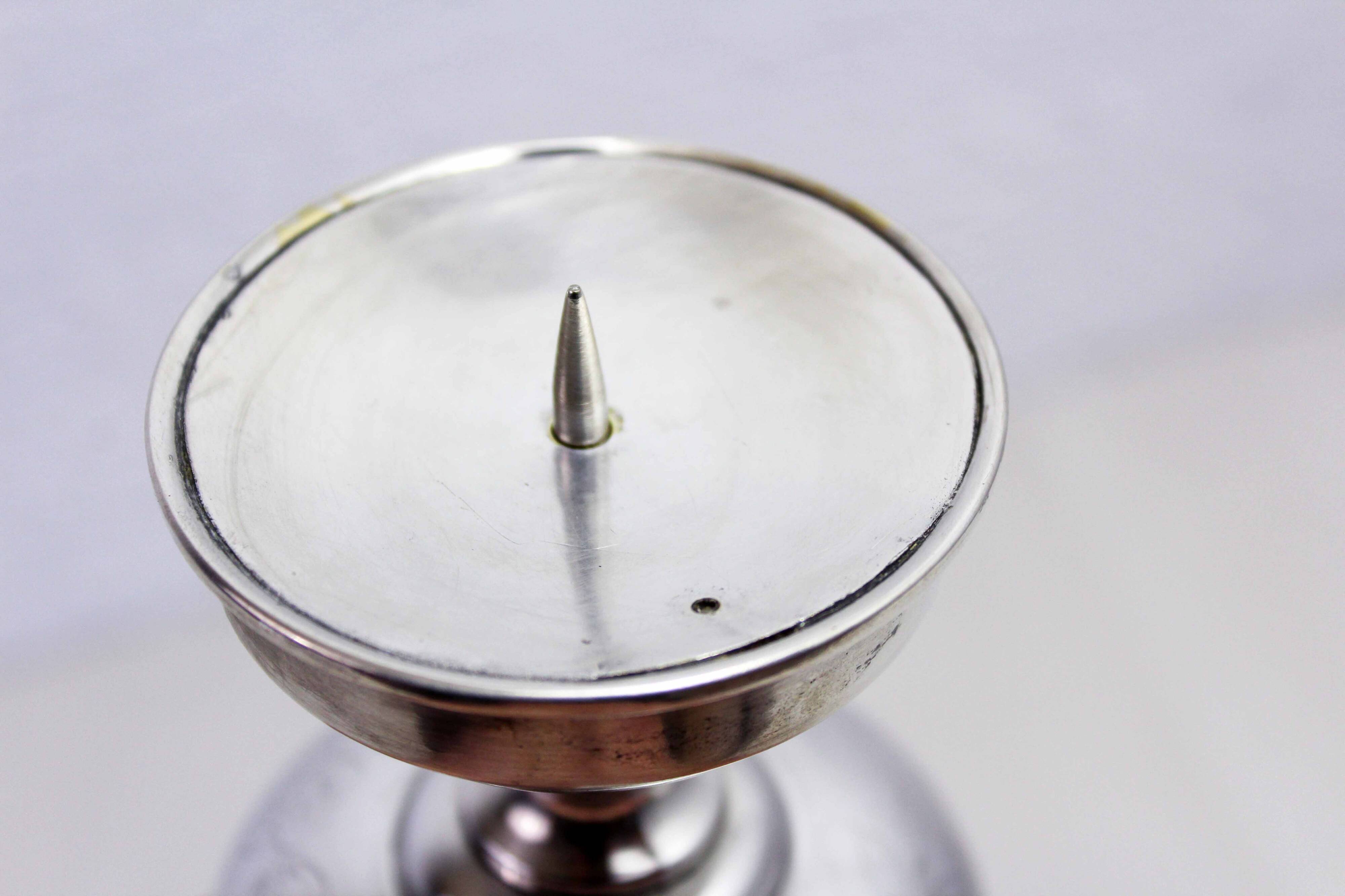 Silver metal candle holder