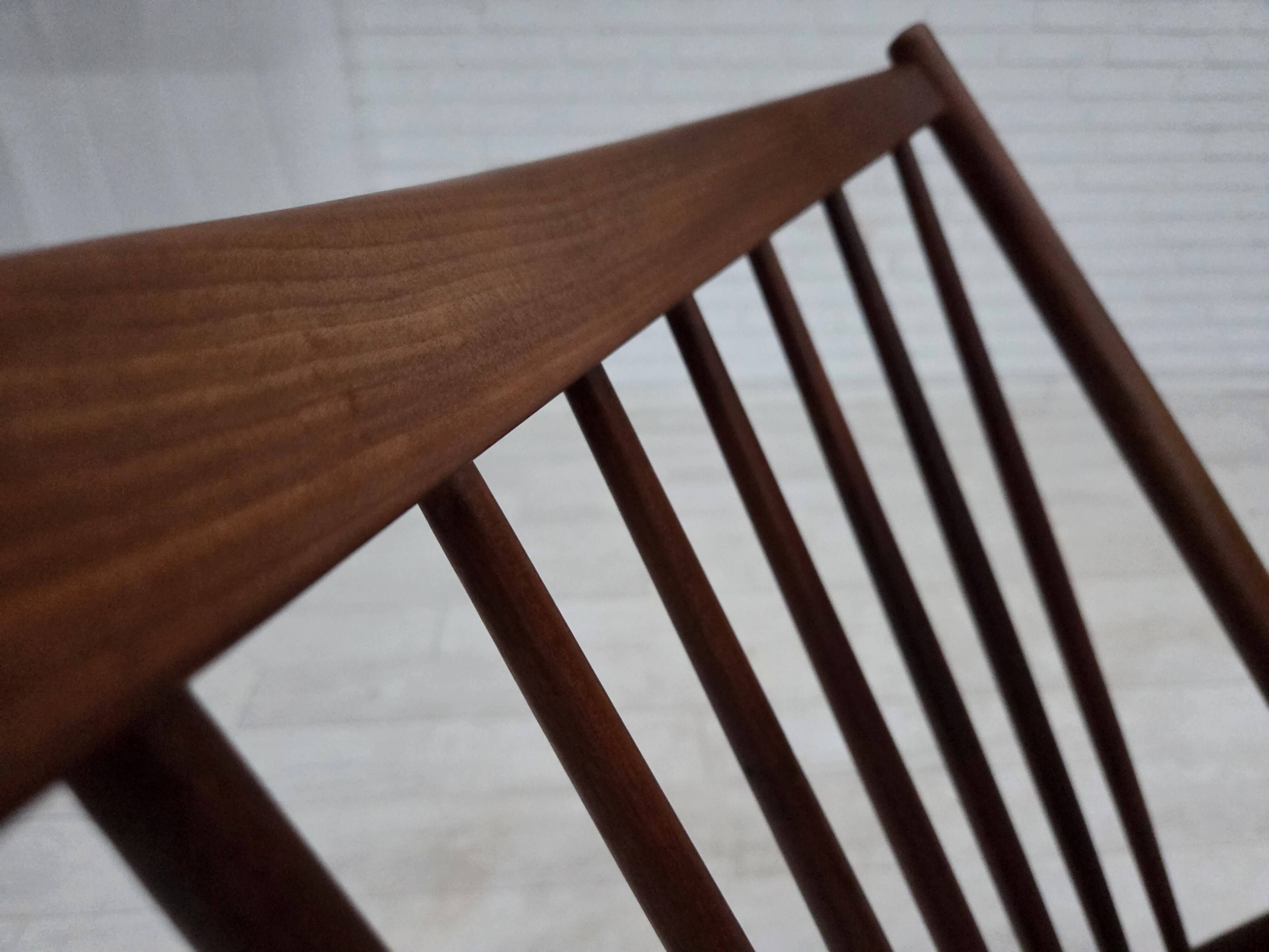 1960s, Danish rocking chair by Frank Reenskaug, model 182, sheepskin.