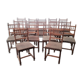 A set of 16 henri 2 style chairs in repelled leather 2 patterns