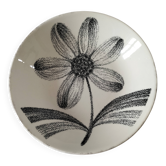Assiette creuse Gien fleur graphique noir & blanc