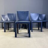 Set of 6 blue Arcadia dining chairs by Paolo Piva for B&B Italia, 1980s