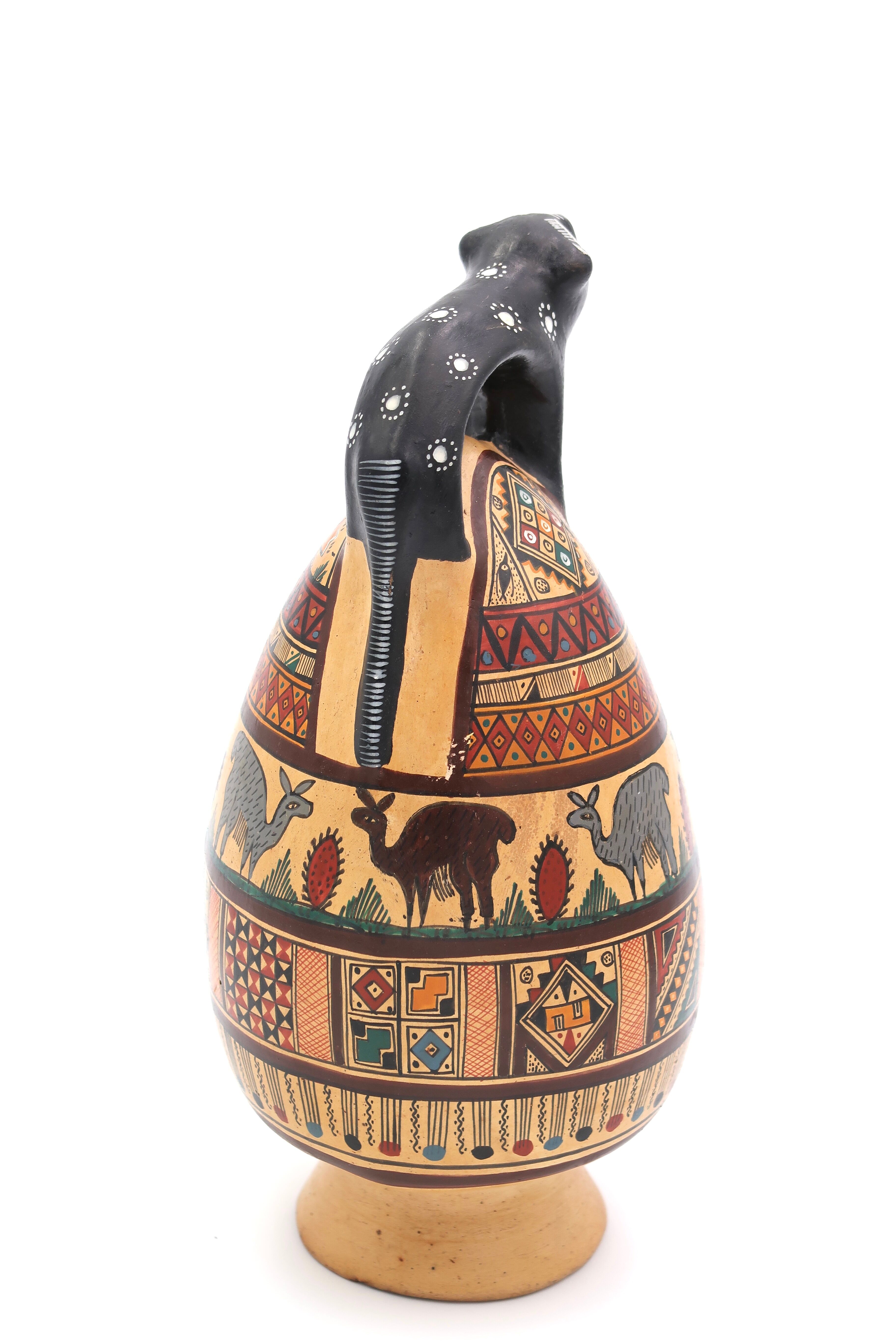Peruvian artisanal pottery, feline handles, Cusco, Peru, 80s