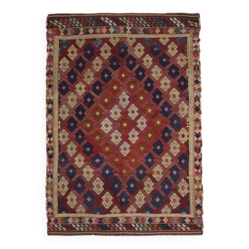 Tapis Kilim en laine et coton turc Oushak vintage des années 1970, 195x263.