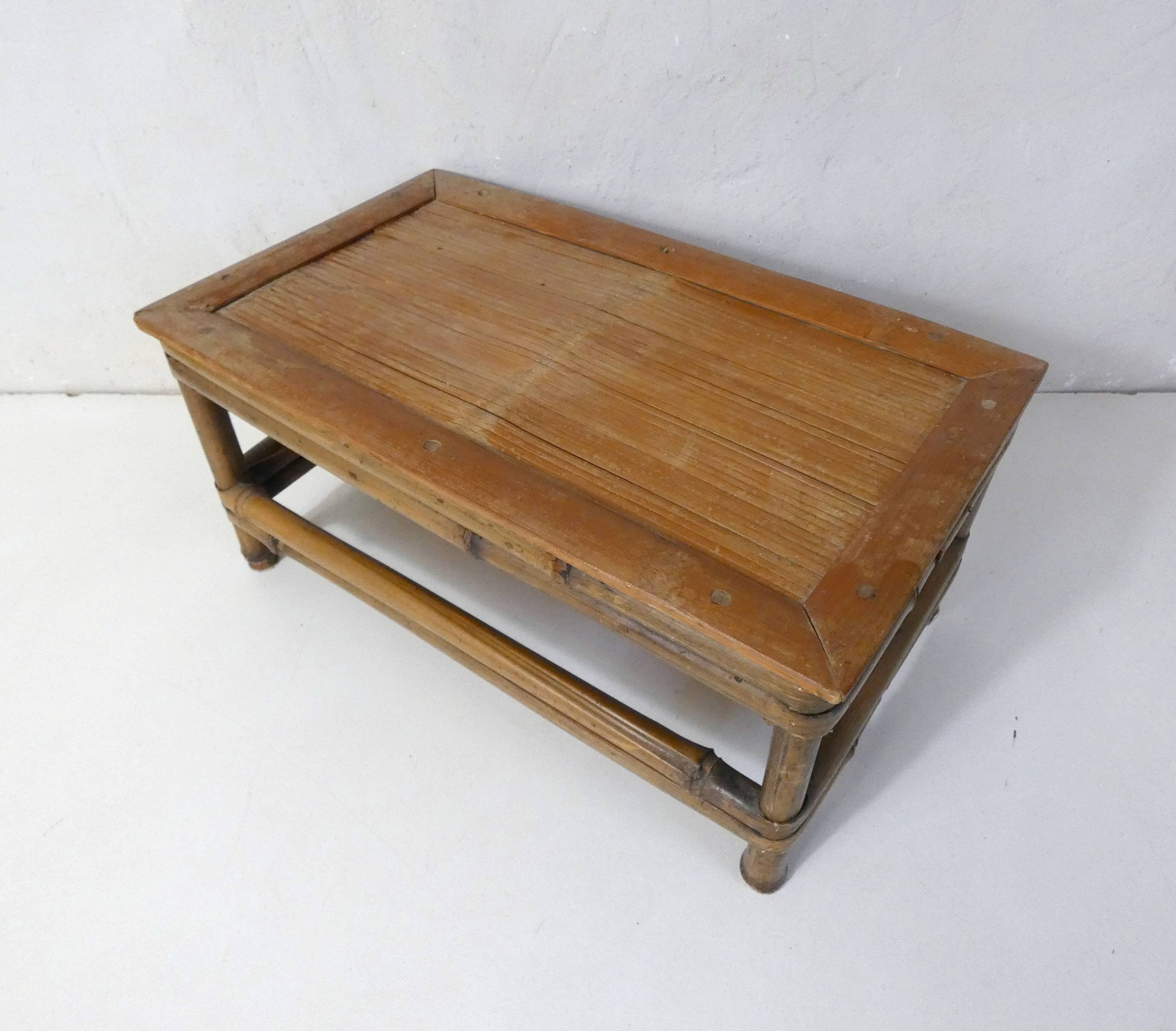 old small bamboo bench vintage step