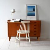 Scandinavian teak sideboard with drawers and hidden desk