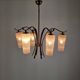 Italian Mid-Century Brass Chandelier with Murano Style Glass Shades, 1960's