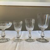 Set of 22 glasses with floral details engraved 1930