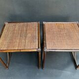 Pair of end of sofa bedside rattan