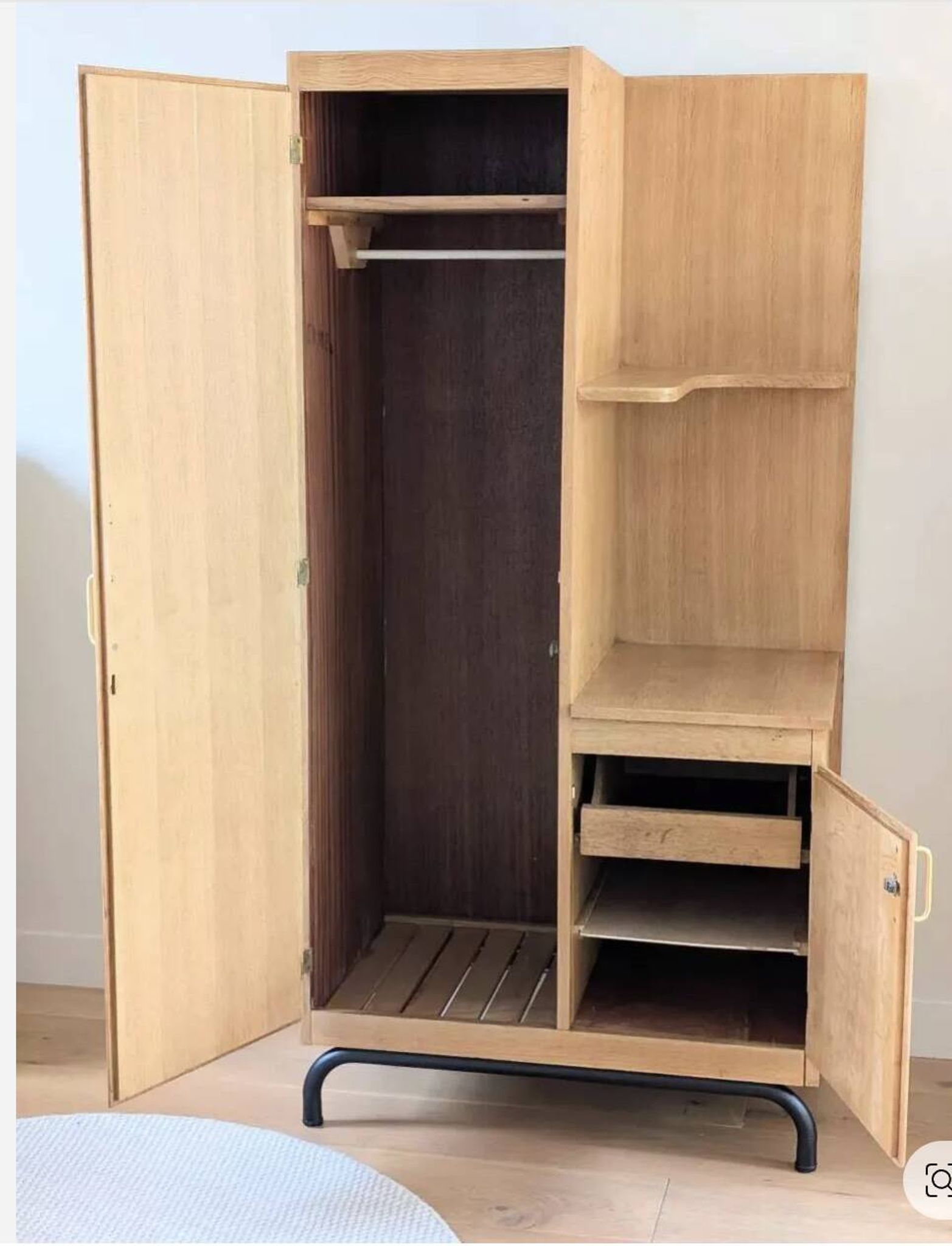 Asymmetrical vintage wardrobe renovated oak