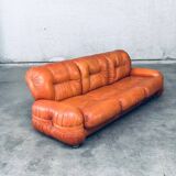 Mid-Century Modern Italian Leather 3-Seater Sofa, 1970s
