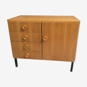 Blond wood sideboard cabinet 1970s