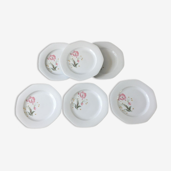 6 assiettes à dessert vintage en porcelaine