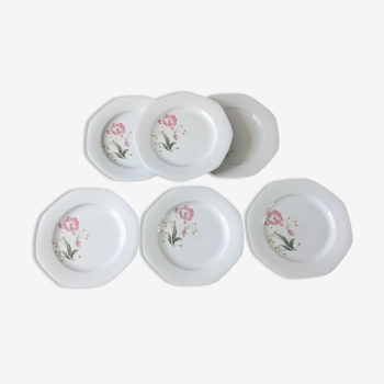 6 vintage porcelain dessert plates