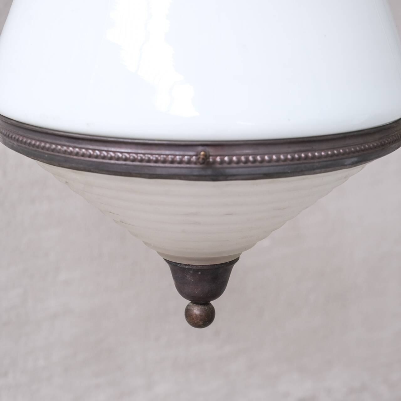 Antique french two tone glass pendant light