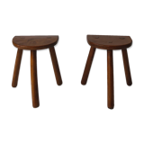 Paire tabourets de ferme tripodes vintage