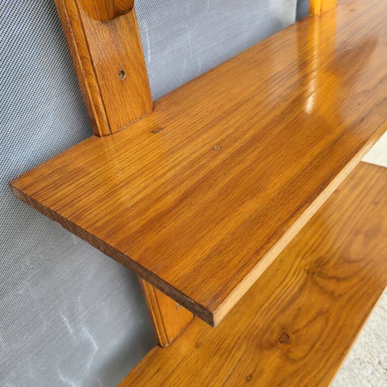 3-shelf oak wall shelf