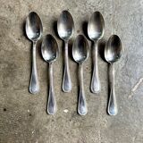 6 Ercuis silver-plated metal soup spoons with pearl decoration