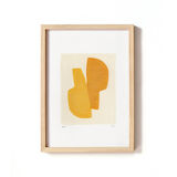 Series of 4 paintings on paper - yellow abstract compositions - signed Eawy