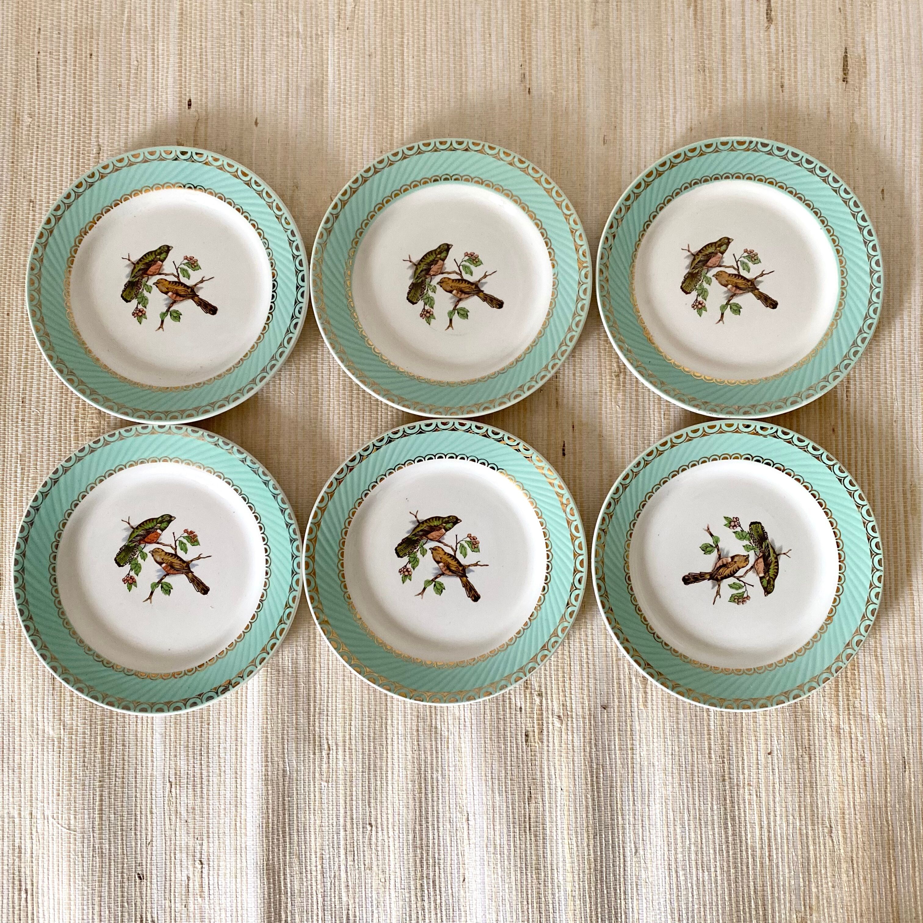Vintage bird dessert plates