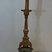 Large Gilded Carved Wooden Candelabrum on Patinated Base, French Work, v