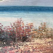 J. Miller. "Promenade au bord de la rivière". Huile sur toile. Impressionnisme.