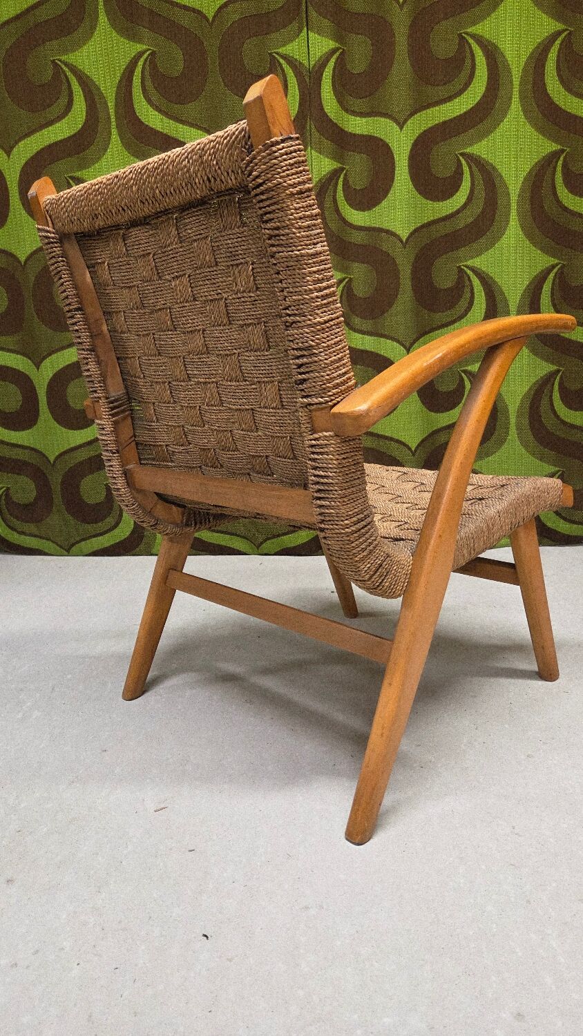 "Wroom & Dreesman 1950 corded armchair"