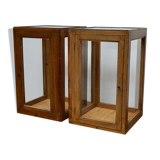 pair of faux oak shop display cabinets, circa 1920s