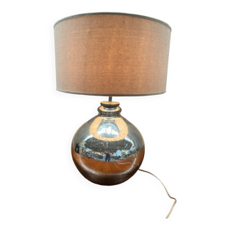 Chrome table lamp with lampshade