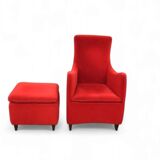 Senta armchair / hocker / ottoman by Gerard van den Berg for Wittmann / red velvet upholstery / marked - Stunning condition