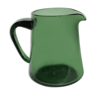 Pitcher glass blown mouth dark green